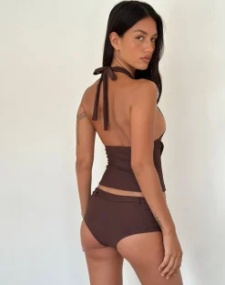 Avi Swim Short in Brown with Belt