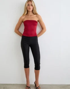 Ayaka Lace Up Corset Top in Satin Red