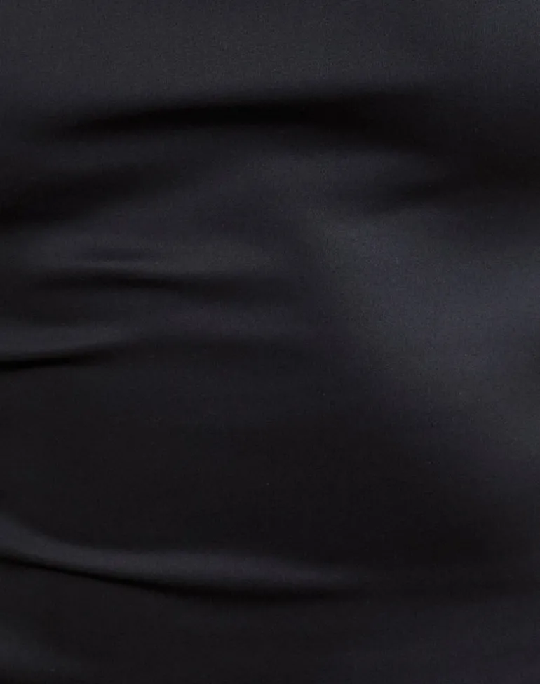 Ayaka Lace Up Corset Top in Satin Black