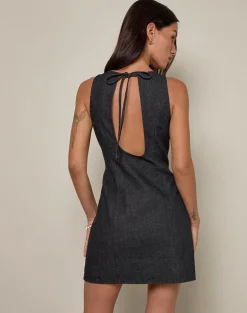 Ayana Backless Mini Dress in Chambray Dark Indigo
