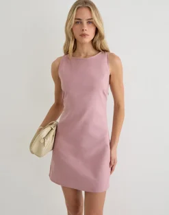 Ayana Backless Mini Dress in Linen Dusty Rose