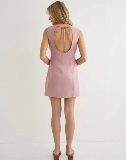 Ayana Backless Mini Dress in Linen Dusty Rose