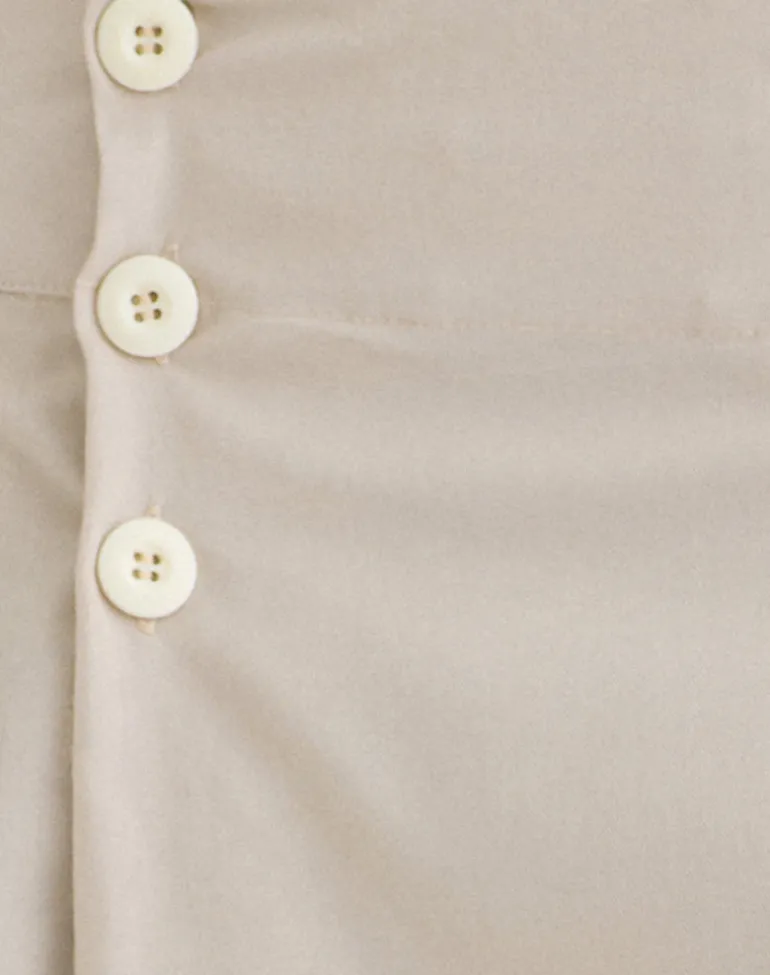 Babete Pleat Midi Skirt in Cotton Light Twill Stone