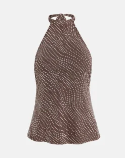 Badilah Top in Abstract Polka Flock Brown