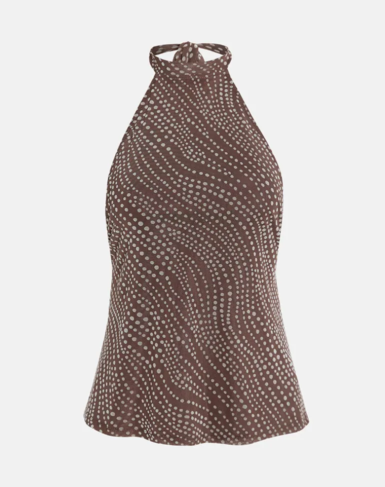 Badilah Top in Abstract Polka Flock Brown