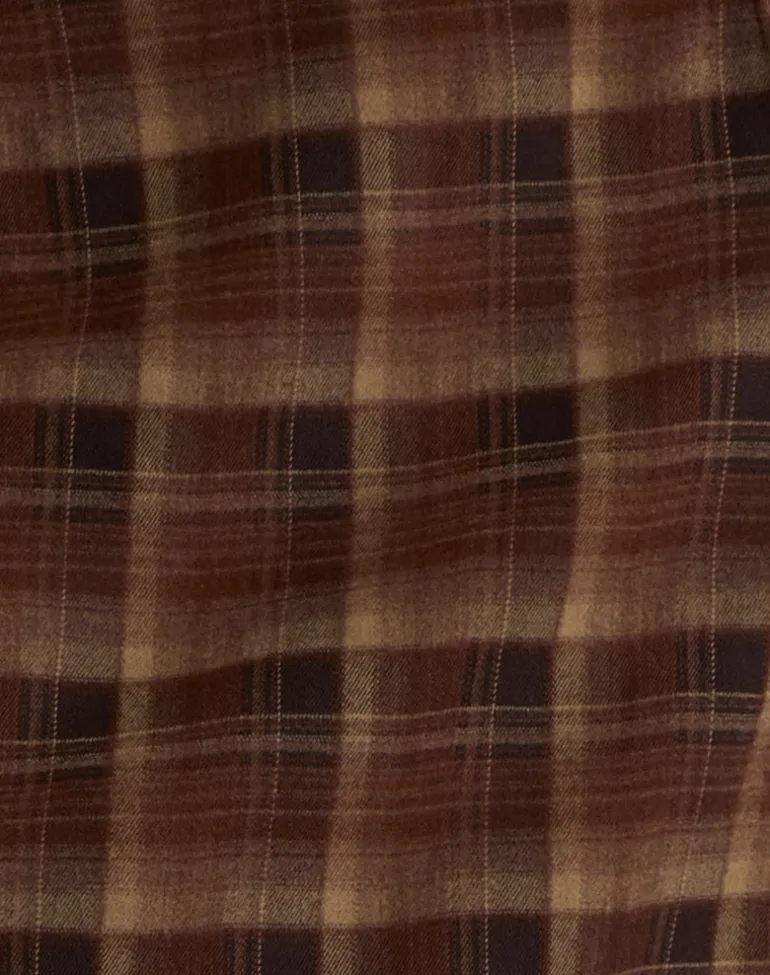 Badria Midi Skirt in Tartan Brown Red