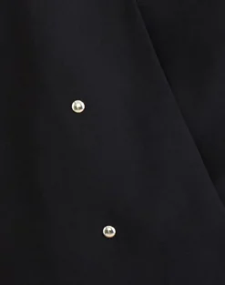 Bajo Halter Bubble Top in Chiffon Black with Studs