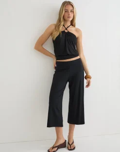 Ballerie Halter Top in Cupro Black