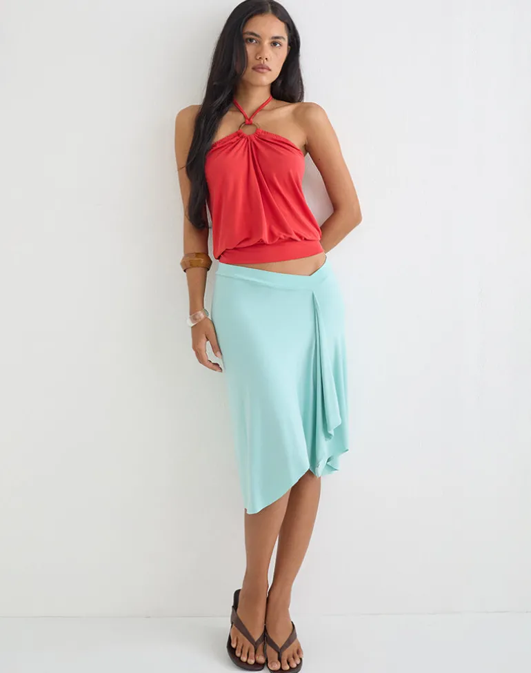 Ballerie Halter Top in Cupro Red