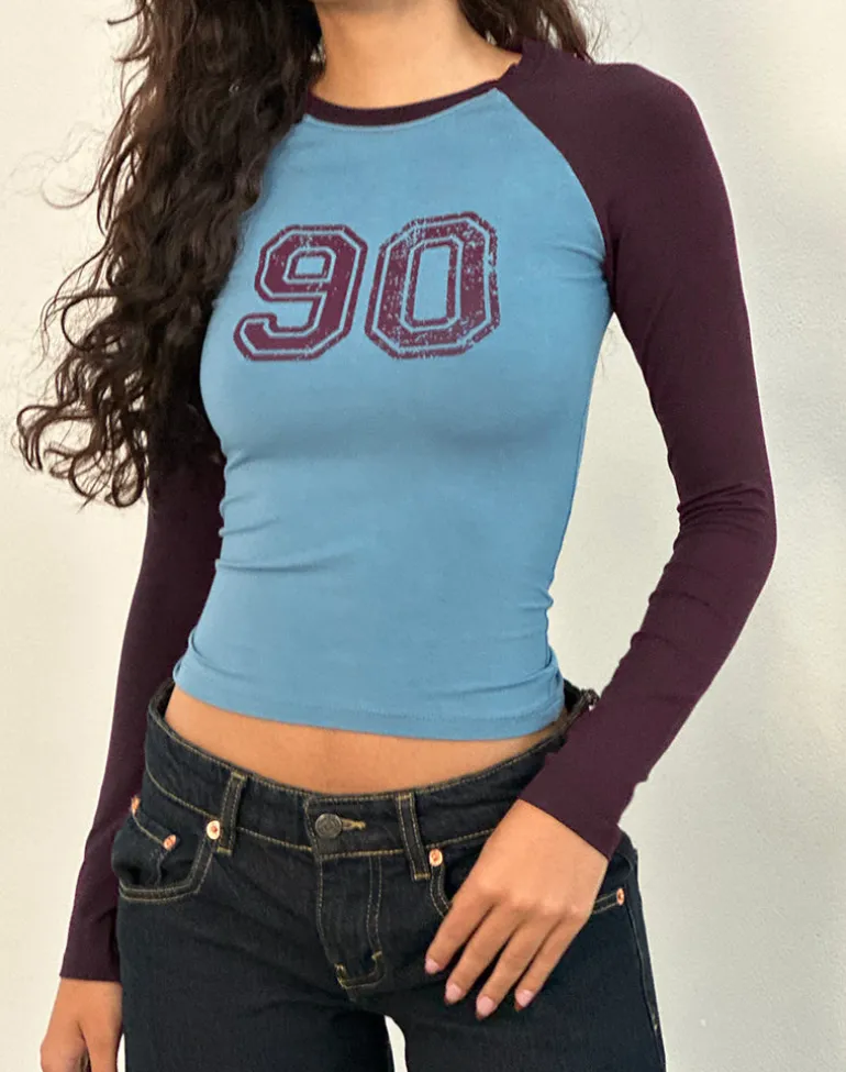 Balqis Long Sleeve top in Blue Redwood Combination