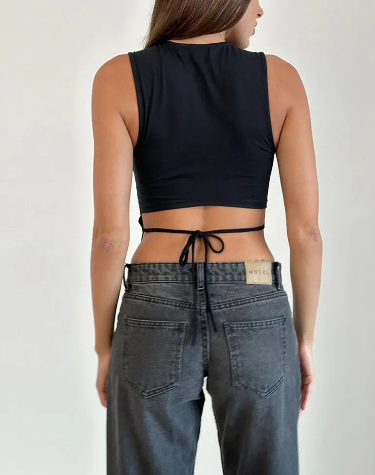 Baruna Tie Back Top in Black