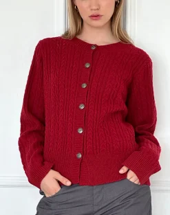 Bavana Cardigan in Deep Red