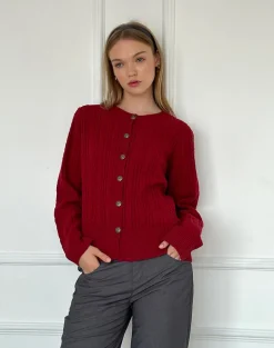 Bavana Cardigan in Deep Red