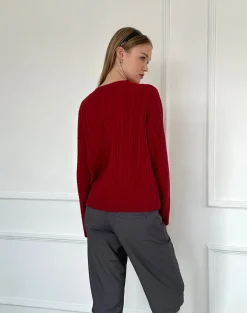 Bavana Cardigan in Deep Red