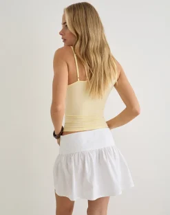 Becita Mini Skirt in Poplin White with Cherry Blossom Embroidery