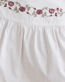 Becita Mini Skirt in Poplin White with Cherry Blossom Embroidery