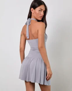 Belasar Mini Dress in Cupro Lilac Grey
