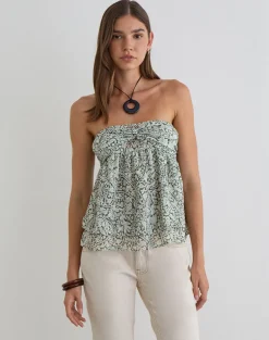 Belira Bandeau Top in Bloom Paisley Pale Blue