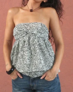 Belira Bandeau Top in Bloom Paisley Pale Blue
