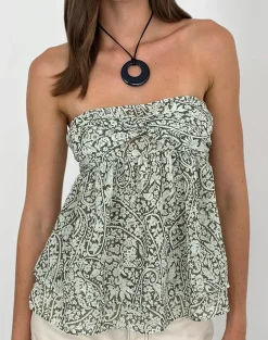 Belira Bandeau Top in Bloom Paisley Pale Blue