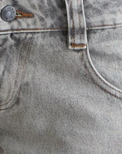 Bell Bottom Low Rise Flare Jeans in Bleached Grey