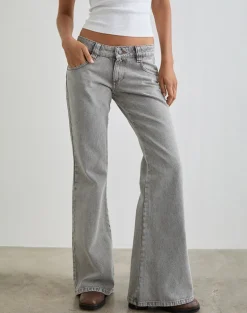 Bell Bottom Low Rise Flare Jeans in Bleached Grey