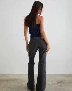 Bell Bottom Low Rise Flare Jeans in Vintage Black