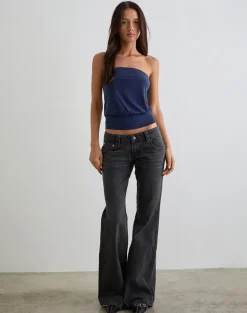 Bell Bottom Low Rise Flare Jeans in Vintage Black