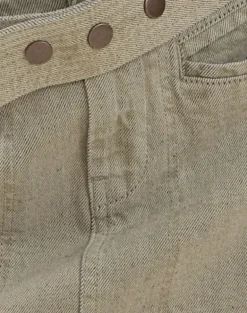 Belted Denim Mini Skirt in Oat