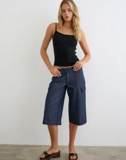 Bensen Capri Trouser in Chambray Denim Blue