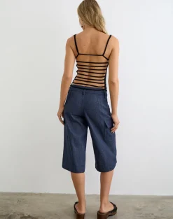 Bensen Capri Trouser in Chambray Denim Blue