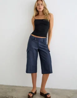 Bensen Capri Trouser in Chambray Denim Blue
