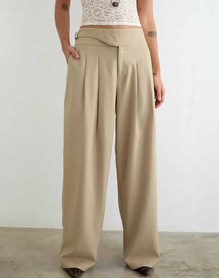 Berdine Wide Leg Trouser in Tailoring Beige
