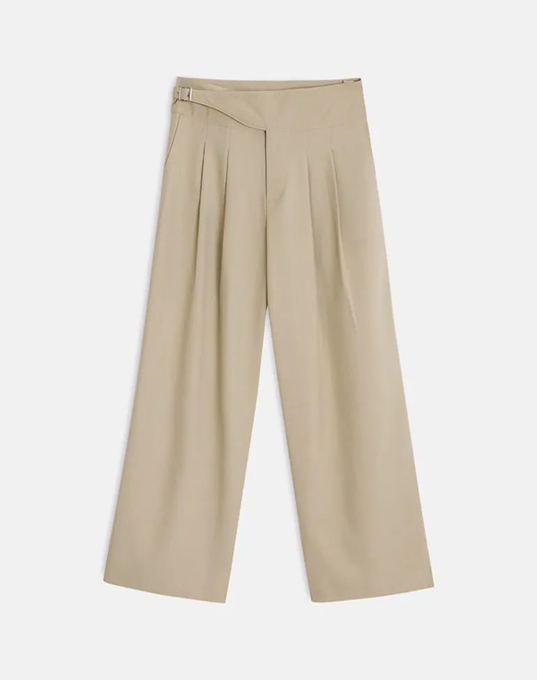 Berdine Wide Leg Trouser in Tailoring Beige
