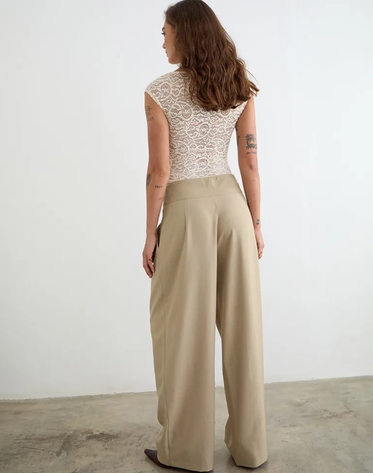 Berdine Wide Leg Trouser in Tailoring Beige