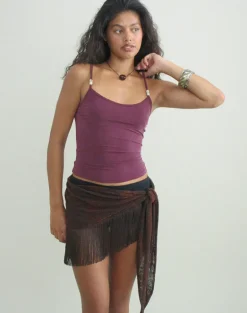 Betony Top with Beads in Cupro Deep Purple