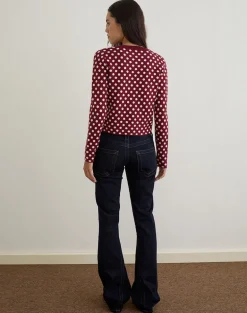 Bhavina Cardigan in Burgundy with Cream Polka Print