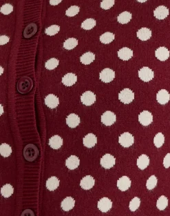 Bhavina Cardigan in Burgundy with Cream Polka Print