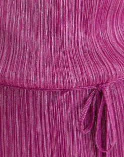 Bherita Top with Beads in Shimmer Plisse Hot Pink