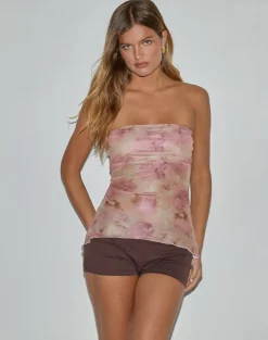 Bindu Bandeau Top in Smoky Floral Peach