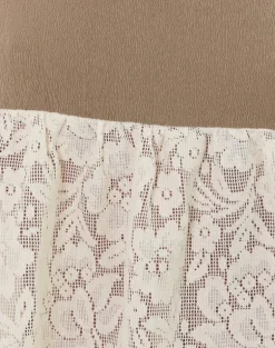 Bironita Halterneck Top in Ivory and Brown Lace Mix