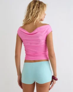 Bisik Top in Hot Pink with Double Petal Script