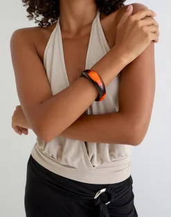 Black and Orange Wooden Bangle