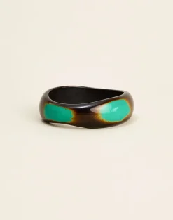 Black and Turquoise Wooden Bangle