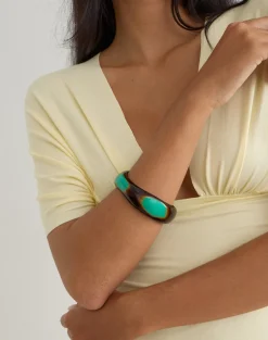 Black and Turquoise Wooden Bangle