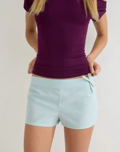 Blazy Tie Short in Linen Steel Blue