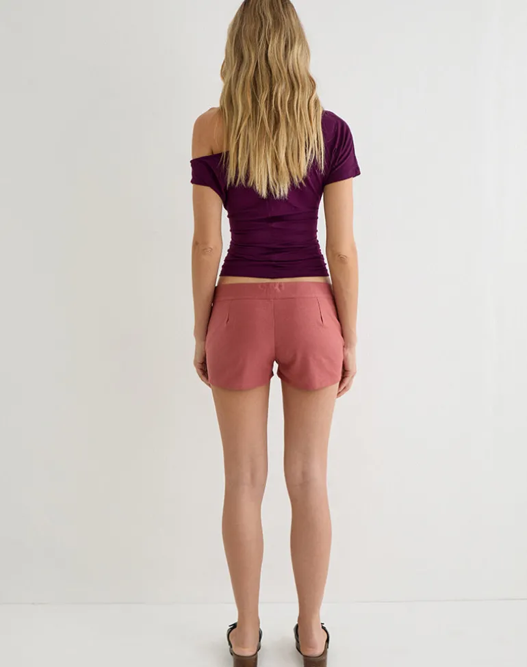 Blazy Tie Short in Linen Tuscan Red