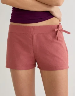 Blazy Tie Short in Linen Tuscan Red