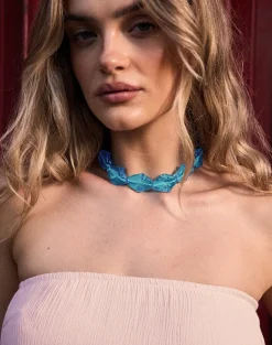 Blue Glass Beaded Necklace