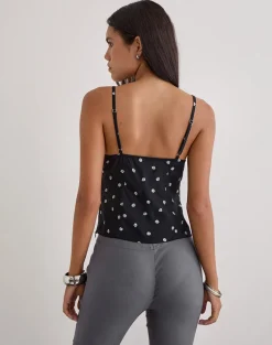 Bluesa Cami Top in Ditsy Rose Black